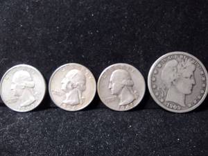 lot 69 image: US 1909 Half Dollar and (3) Quarters 1940, 54 &60