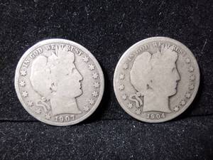 lot 71 image: US 1904,1907 Half Dollar coins