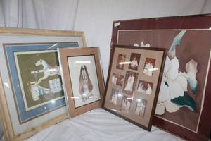 lot 102 image: Frames and artwork as shown
