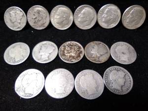 lot 78 image: US Dimes including 1880s and early 1900s