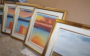lot 201 image: (4) Gold framed landscape artwork - includes (3) by Yale Epstein limited edition