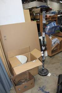 lot 231 image: Lighting Lamp stand, shades and rings