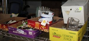 lot 212 image: Kitchen silverware sets, and misc. glassware