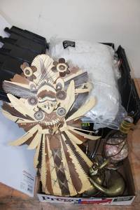 lot 113 image: Handmade angel, brass swans, valances and curtains