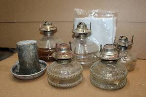 lot 136 image: Vintage hurricane lamp bases, heavy metal cap
