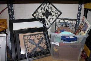 lot 173 image: Picture, frame and wire wall tiles, Exercise sliders