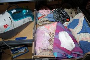 lot 186 image: Fabric and trim pieces plus Dirt Devil spot scrubber