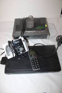 lot 187 image: Electronics At&t cordless phone, DVD Player, Emerson CD and radio sound system