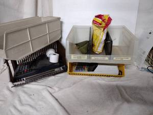 lot 171 image: Plastic bins and adding machines
