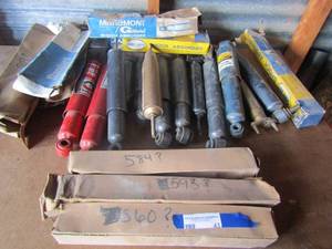 lot 43 image: Various delco- Monroe- Standard- maremont shocks fir various vehicles, part #s range from H-92-- H593
