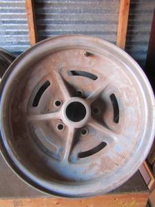 lot 64 image: Set of 4 rims seem to be for a car, can not find #s  size 17 diameter 5 lug