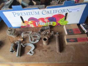 lot 90 image: Box of misc. car kit or truck kit items, springs, large bolts, ignition switches and much much more