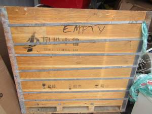 lot 1 image: Very large sturdy and heavy wooden storage box crate size is 45 x 43 12 x 52