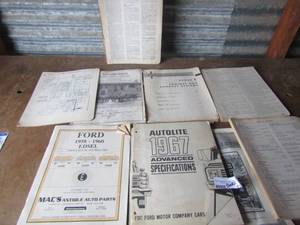 lot 121 image: book lot includes ford 1958-60 edsel parts catalog, autolite 1967, richmonds classic cars and parts, 1962 ford fairlane shop manual and more
