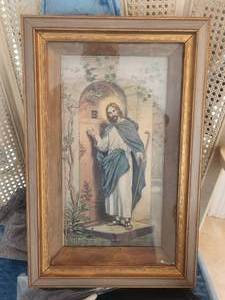lot 64 image: Selection of 2 vintage framed art - Jesus and 2 ladies