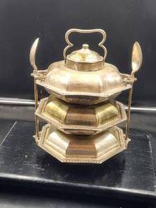lot 81 image: Vintage Brass tiffin-food box
