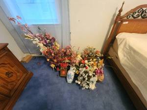 lot 129 image: Selection of artificial flowers and pots