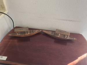 lot 161 image: Pair of vintage hand carved wood boats