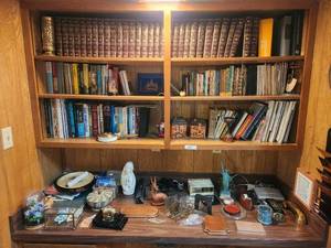 lot 204 image: Contents of shelves and top of desk