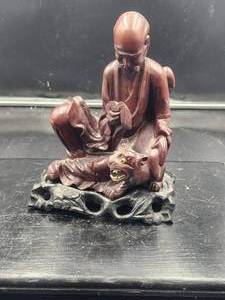 lot 214 image: Vintage hand carved monk