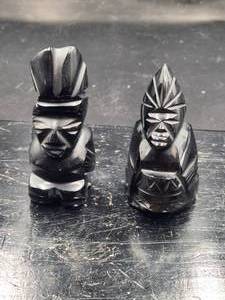 lot 220 image: Pair of black stone carved warriors