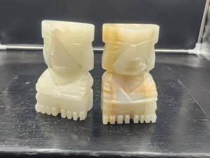 lot 226 image: Hand carved onyx tiki-totem figures - bookends