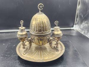 lot 229 image: Vintage brass incense burner