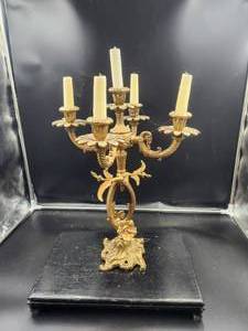 lot 252 image: Vintage brass candelabra