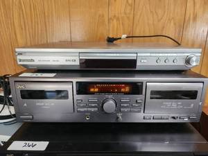 lot 265 image: JVC TD-W209 double cassette player and Panasonic dvd-cd player (did not come on)