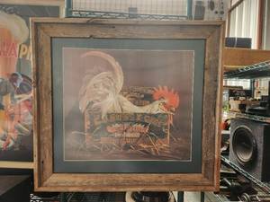 lot 63 image: Framed and matted chicken artwork