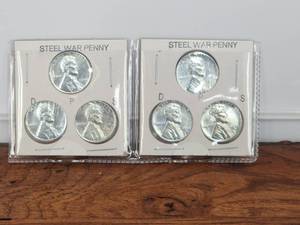 lot 7 image: 1943 Steel warwheat pennies - D, P, and S mints - Qty 2