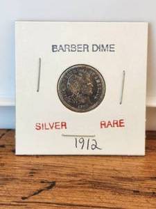 lot 88 image: 1912 Barber silver dime - rare