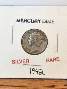 lot 121 image: 1942 Mercury Silver Dime - rare