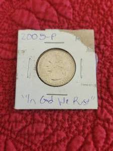 lot 164 image: 2005P quarter with Error - stamped - In God we rust