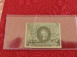 lot 62 image: 1863 10 Cents US Fractional Currency Note - 2 pieces