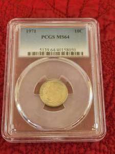 lot 47 image: 1971 - PCGS-MS64 Roosevelt Dime