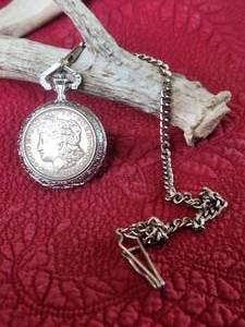 lot 29 image: 1921 Morgan Pocket watch - .9 silver morgan dollar