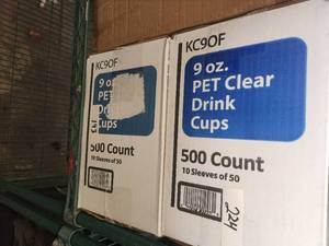lot 224 image: Fabri-Kal 9oz. pet clear drink cups - 2 boxes of 500 (BF)