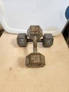 lot 239 image: Selection of 2 20lb dumbbell weights