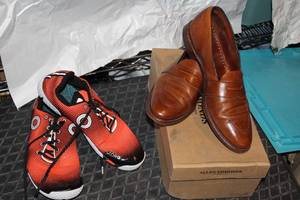 lot 20 image: 2 Pairs of Mens shoes size 10, Athletic and Leather Penny Loafers