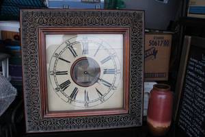lot 37 image: Large Framed Wall Clock and Home Decor vase