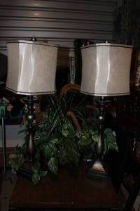 lot 44 image: Pair of nice Modern Lamps and greenery arrangment