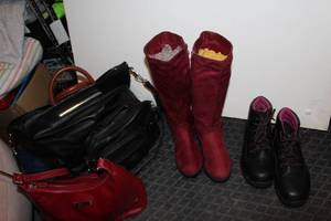 lot 105 image: Womens size 5.5 & 7 Boots and Purses