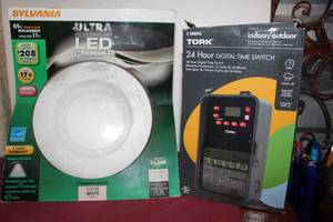 lot 130 image: LED Light Fixture and 24-hour digital Timer Pictured as Shown