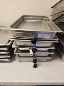 lot 11 image: Selection of 10 stainless steel growing pans - 13 x 21 x 2.5 deep