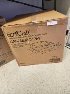 lot 13 image: Eco-Craft NAT-E883RAVTWF Eco-Flute 8 x 8 x 3 corrugated clamshell container with viewfinder. Great for your grab and go restaurant, convenience store, food truck or deli to go items