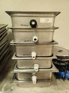 lot 77 image: Selection of 10 stainless steel growing pans - 13 x 21 x  4 deep