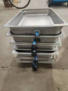 lot 129 image: Selection of 10 stainless steel growing pans - 13 x 21 x 2.5 deep