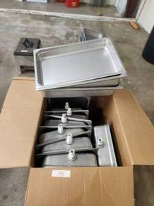 lot 145 image: Selection of various stainless steel growing pans -