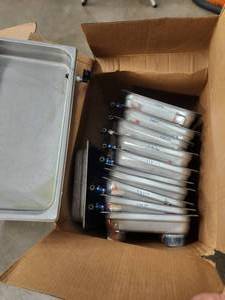 lot 147 image: Selection of various stainless steel growing pans -